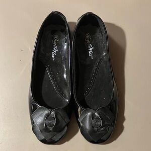 Black Flats with Floral Accent